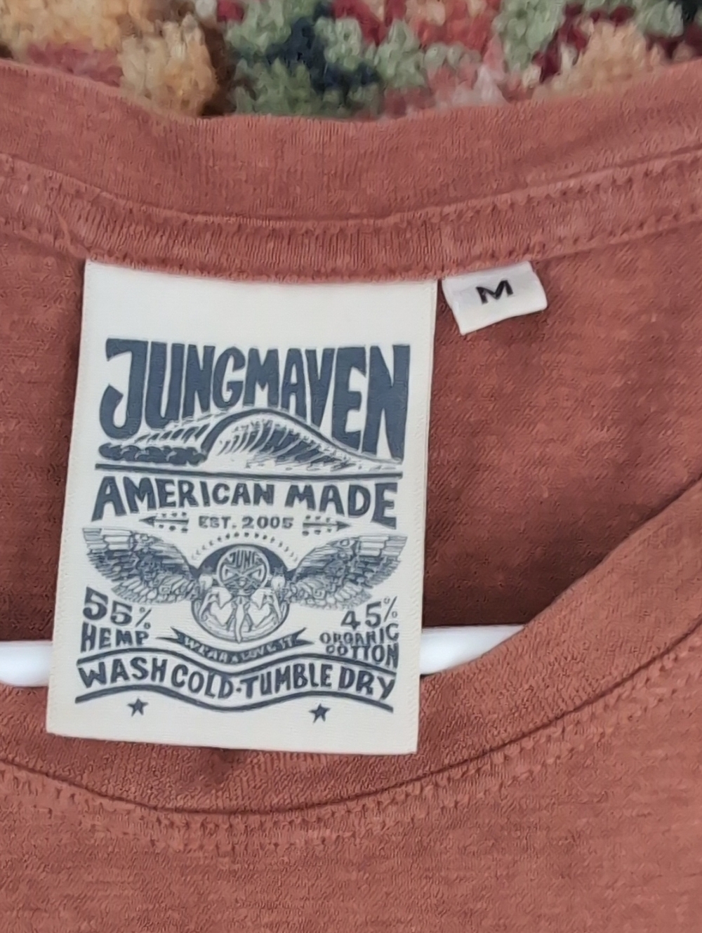 Jungmaven Men's Short Sleeve Pocket Tee in Rust - Picture 2 of 6